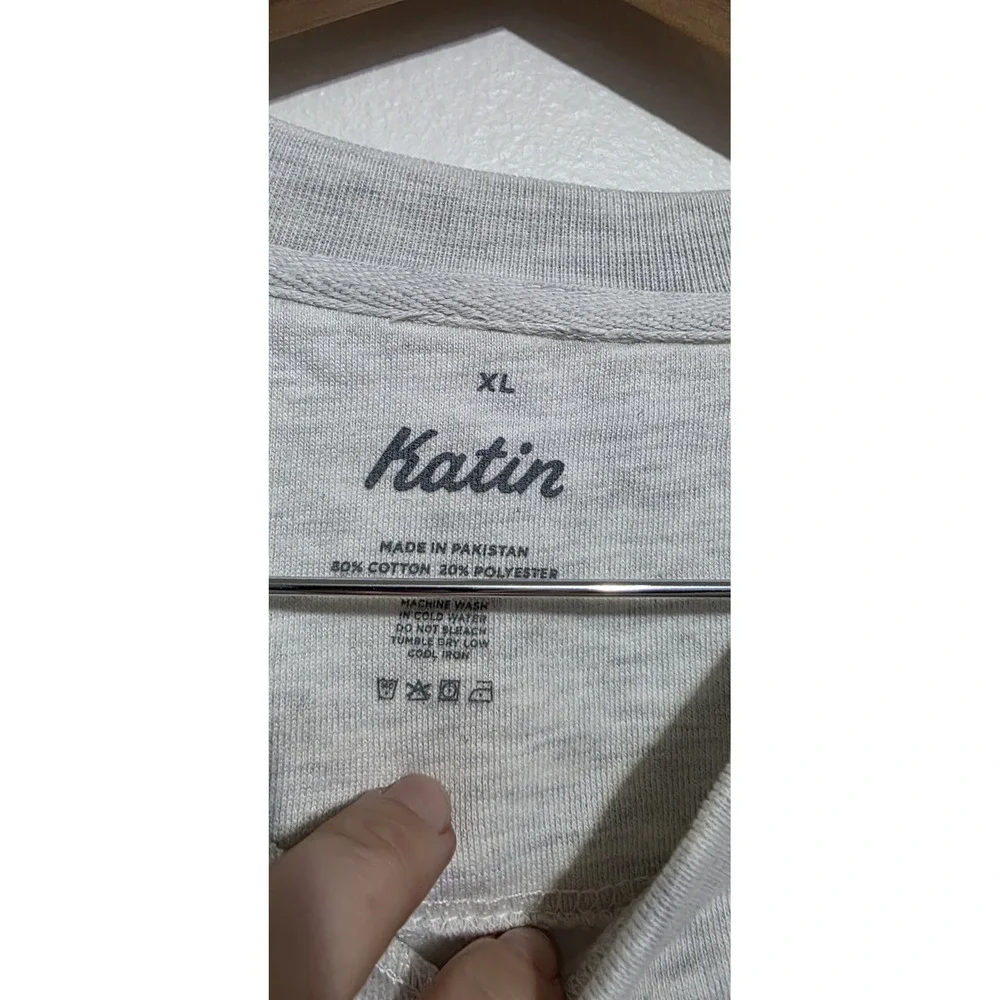 NEW KATIN Men's Crewneck Fleece Sweatshirt‎ Gray XL Pullover Long Sleeve Lounge